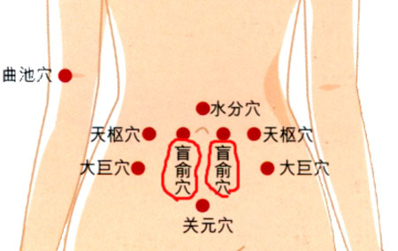 盲俞穴→治腹脹、便秘