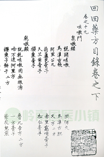 《回回藥方》書(shū)影（轉(zhuǎn)抄本）